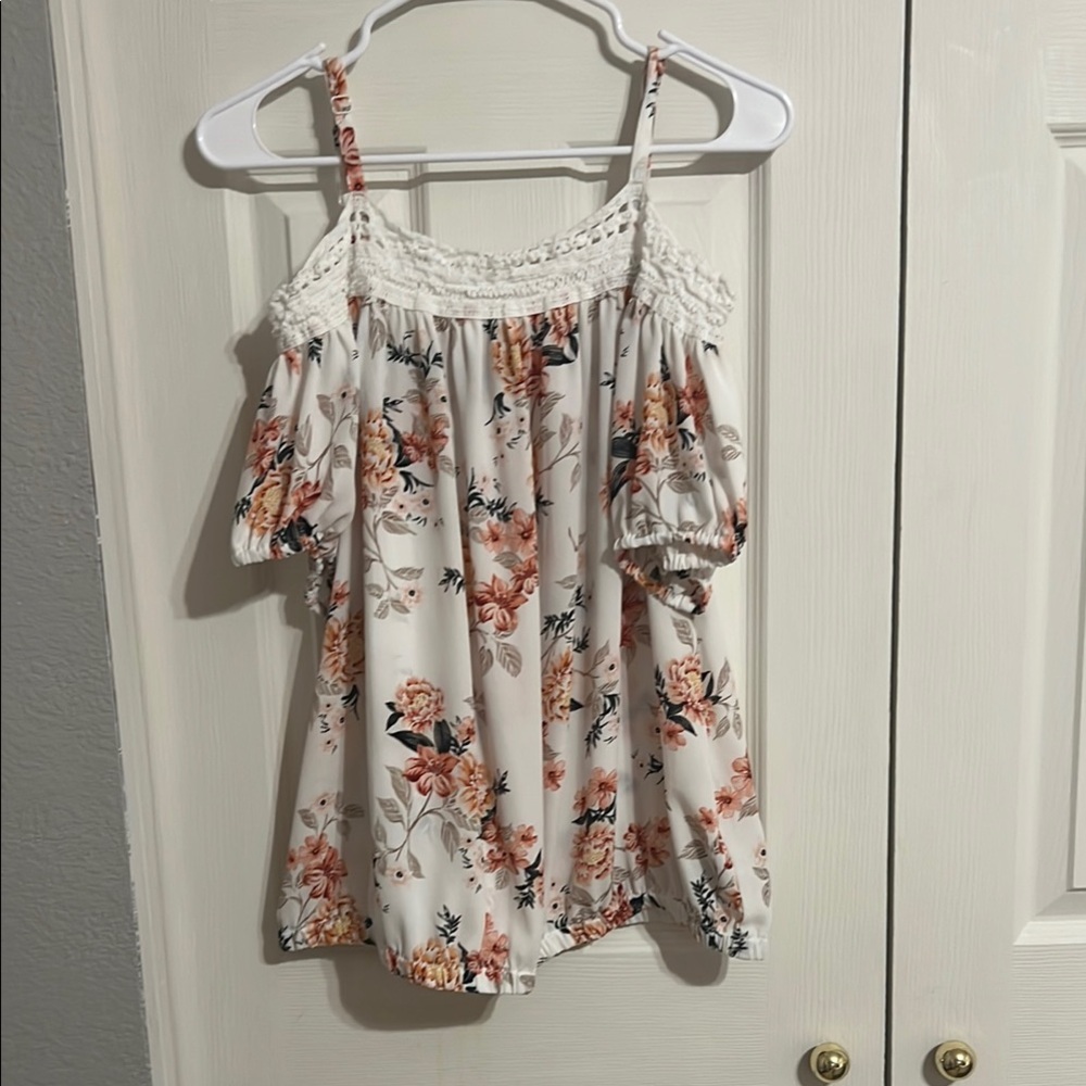 Torrid Cream Floral Off-Shoulder Blouse
